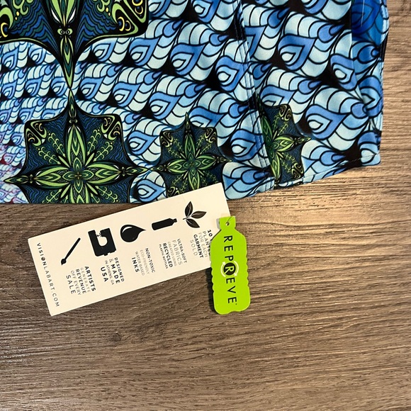 Vision Lab Art Phil Lewis RARE! Leggings Blue Mystic Cosmo Yoga Sz M - Picture 3 of 5